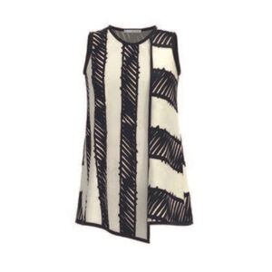 Luukaa Doodle Shell Sleeveless Top - Black & Cream - 25Y105